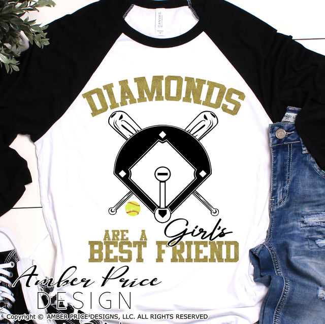 Diamonds are a girls best friend SVG | Softball Mom SVG | Softball diamond SVG | Softball SVG PNG DXF | Softball shirt SVG file | Spring SVG | Amber Price Design SVG Amber Price Design 