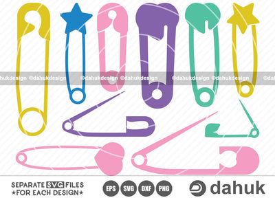 Diaper pin svg, Safety pin vector, Diaper pin clipart, Diaper pin illustration, Cut file for silhouette, svg, eps, dxf, png, clipart cricut design space, vinyl cut files SVG dahukdesign 
