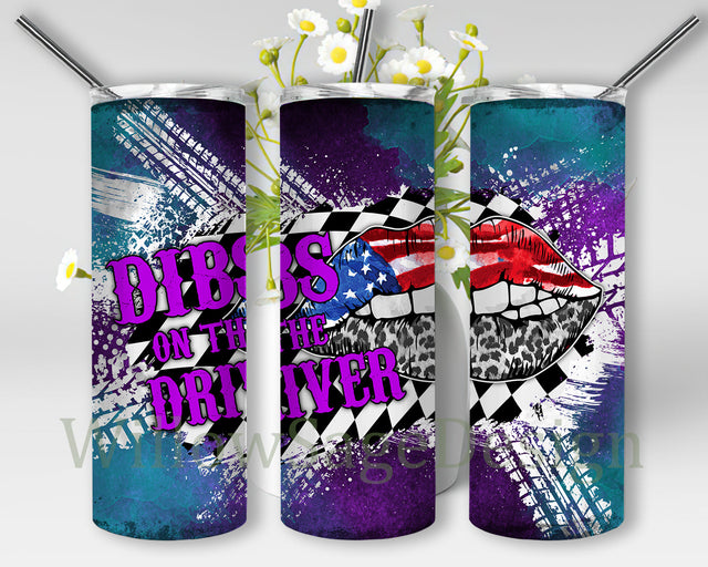 Dibs on The Driver Tumbler Png, Racing 20oz Skinny Tumbler, Race Track Design Png, American Flag Cheetah Lip Tumbler Wrap, Race Flag Png, Racing Sublimation Design, Digital Download Sublimation WillowSageDesign 