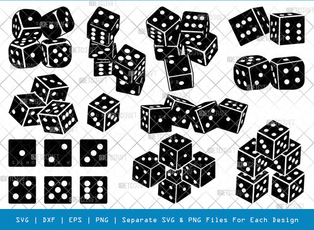 Dice SVG Bundle, Dice Silhouette, Casino Svg, Gamble Svg, Rolling Dice Svg, Game Dice Svg, Dice Faces Svg, Dice Bundle SVG ETC Craft 