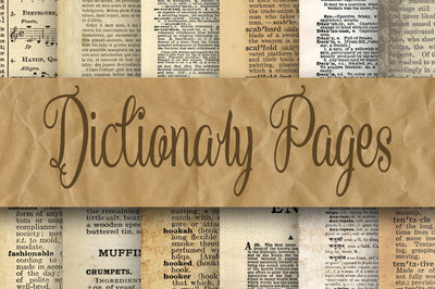 Dictionary Pages Digital Paper - 2 Sizes - 8.5x11 and 12x12 Sublimation Old Market 