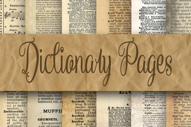 Dictionary Pages Digital Paper - 2 Sizes - 8.5x11 and 12x12 Sublimation Old Market 
