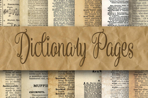 Dictionary Pages Digital Paper - 2 Sizes - 8.5x11 and 12x12 Sublimation Old Market 