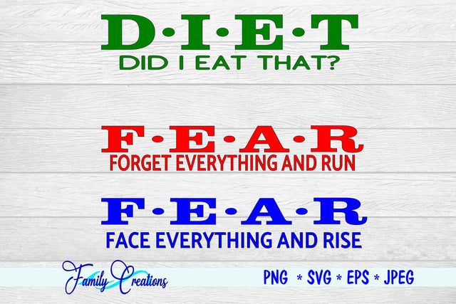 Diet & Fear Meanings SVG Family Creations 