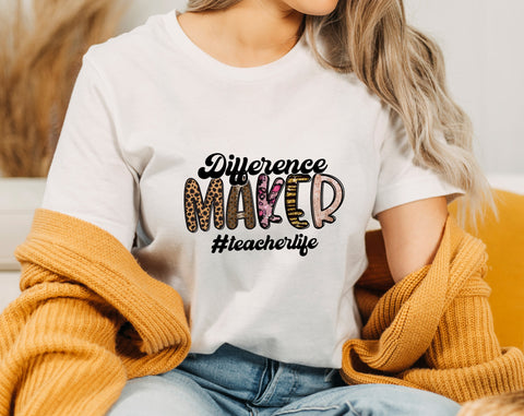 Difference Maker PNG, Teacher Design For Sublimation Sublimation HappyDesignStudio 