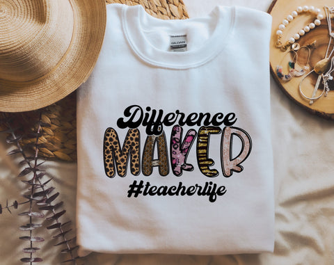 Difference Maker PNG, Teacher Design For Sublimation Sublimation HappyDesignStudio 