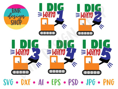 Digger Birthday SVG Bundle SVG BNRDesignShop