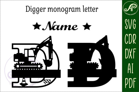 Digger Capital Monogram Letter D SVG SVG APInspireddesigns 
