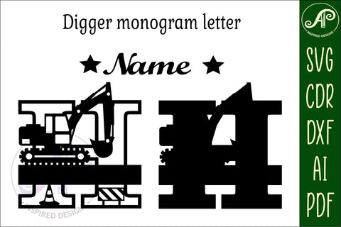 Digger Capital Monogram Letter H SVG SVG APInspireddesigns 