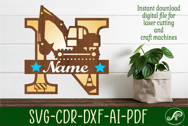 Digger Capital Monogram Letter N SVG SVG APInspireddesigns 