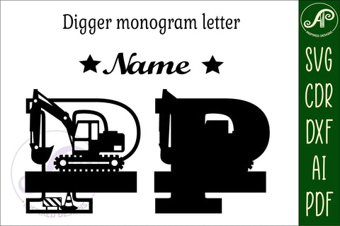 Digger Capital Monogram Letter P SVG SVG APInspireddesigns 