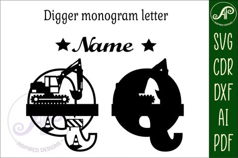 Digger Capital Monogram Letter Q SVG SVG APInspireddesigns 