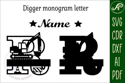 Digger Capital Monogram Letter R SVG SVG APInspireddesigns 