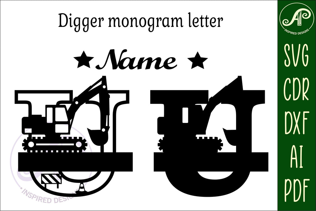 Digger Capital Monogram Letter U SVG - So Fontsy
