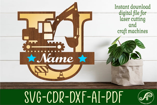 Digger Capital Monogram Letter U SVG SVG APInspireddesigns 