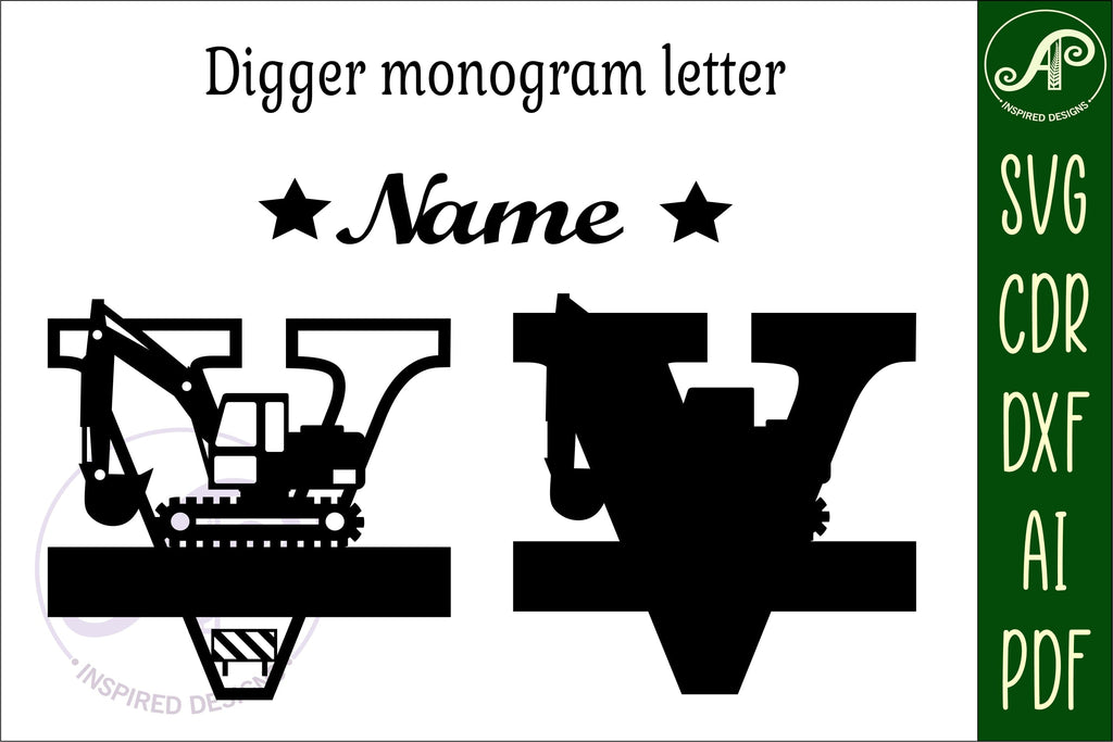 Digger Capital Monogram Letter V SVG - So Fontsy