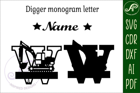 Digger Capital Monogram Letter W SVG SVG APInspireddesigns 