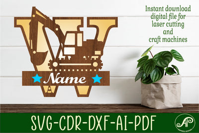 Digger Capital Monogram Letter W SVG SVG APInspireddesigns 