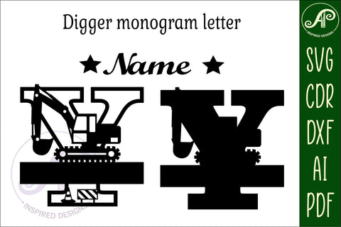 Digger Capital Monogram Letter Y SVG SVG APInspireddesigns 