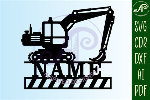 Digger theme Name sign svg laser cut template SVG APInspireddesigns 