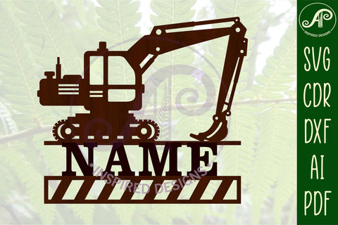 Digger theme Name sign svg laser cut template SVG APInspireddesigns 