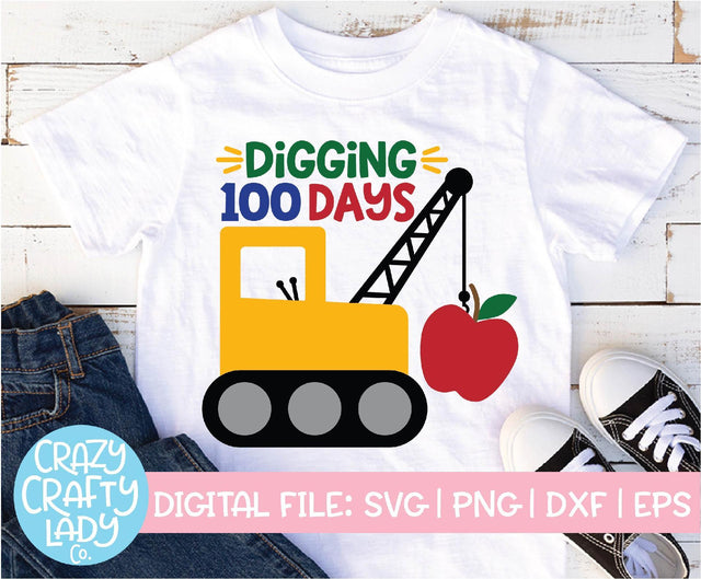 Digging 100 Days | 100th Day of School SVG Cut File SVG Crazy Crafty Lady Co. 