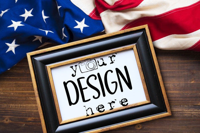 Digital Frame Mockup,American Mock, USA, Veteran, Blank Black Frame, Mock Up Product, Flat lay Mockups Mock Up Photo ArtStudio 