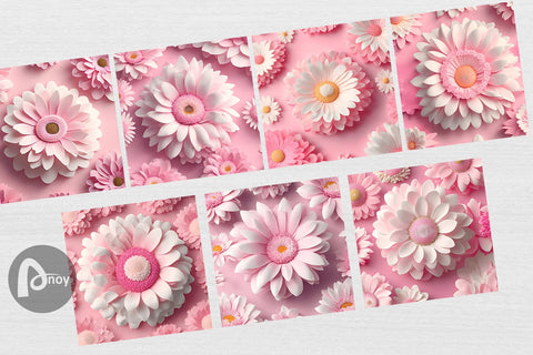 Digital Paper 3D Flower Daisy Pink Digital Pattern artnoy 