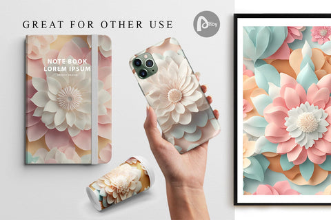 Digital Paper 3D Flower Pastel Digital Pattern artnoy 