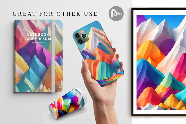 Digital Paper 3D mountain landscape Digital Pattern artnoy 