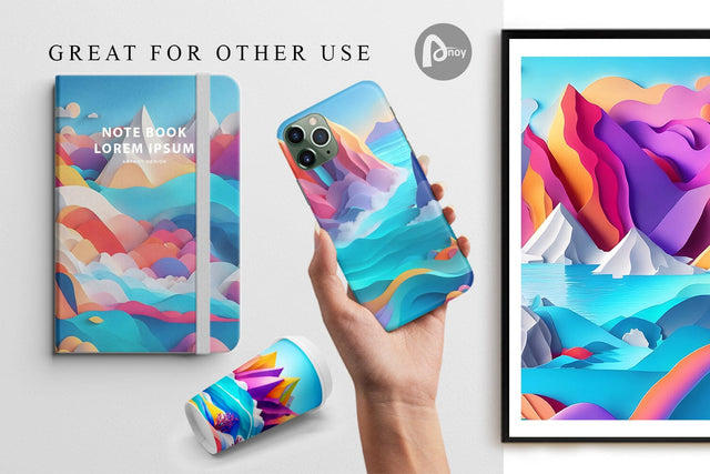 Digital Paper 3D Paper Art Ocean Digital Pattern artnoy 