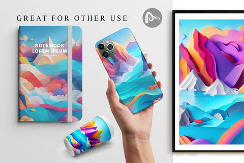 Digital Paper 3D Paper Art Ocean Digital Pattern artnoy 