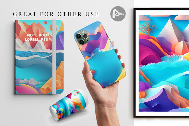 Digital Paper 3D Paper Art Ocean Digital Pattern artnoy 