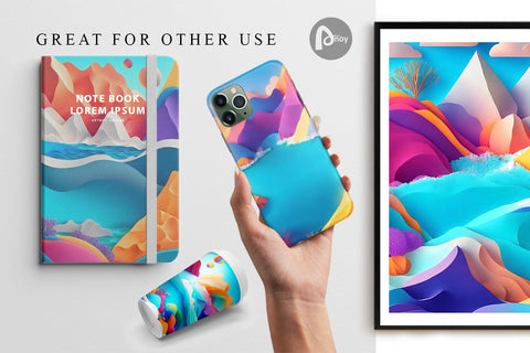 Digital Paper 3D Paper Art Ocean Digital Pattern artnoy 