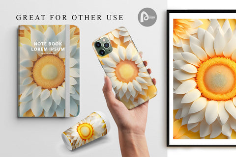 Digital Paper 3D Sunflower Digital Pattern artnoy 