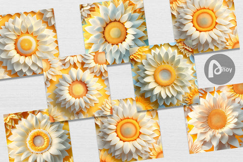 Digital Paper 3D Sunflower Digital Pattern artnoy 