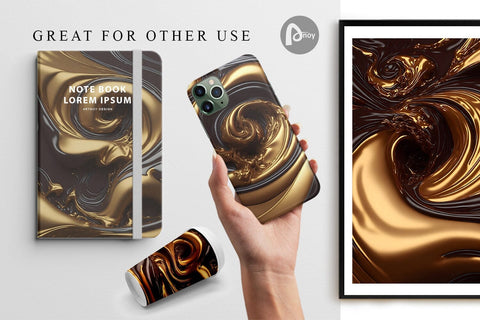 Digital Paper 3D Whirlpool Gold Brown Digital Pattern artnoy 