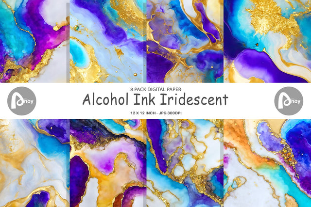 Digital Paper Alcohol Ink Iridescent Digital Pattern artnoy 