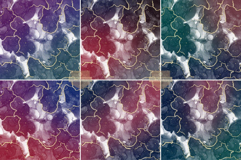 Digital Paper - Alcohol Ink Textures and Gold Glitter Backgrounds Digital Pattern SineDigitalDesign 