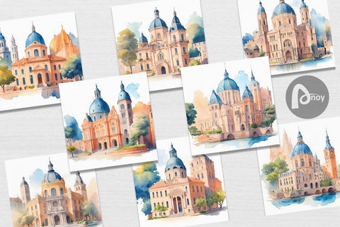 Digital Paper Architecture Landscape Digital Pattern artnoy 