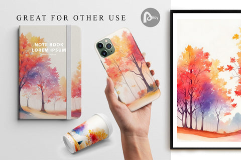 Digital Paper Autumn Foliage Landscape Digital Pattern artnoy 
