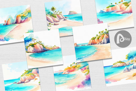 Digital Paper Beach Landscape Digital Pattern artnoy 