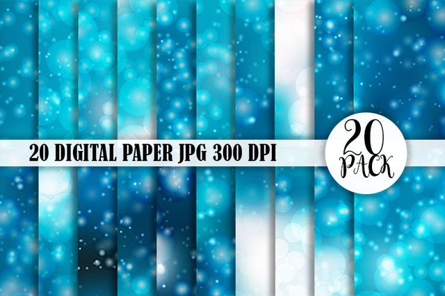 Digital Paper blue bokeh gradient color background Digital Pattern artnoy 