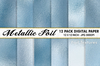 Digital Paper Blue Metallic foil texture background Digital Pattern artnoy 