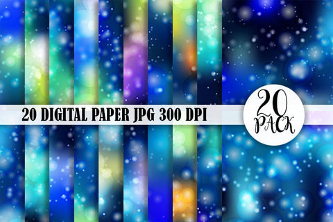 Digital Paper bokeh blue gradient color background Digital Pattern artnoy 