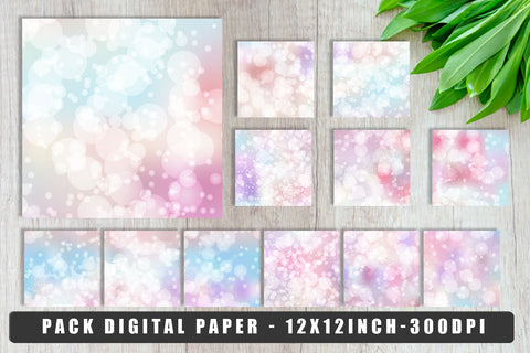 Digital paper bokeh unicorn color background Digital Pattern artnoy 