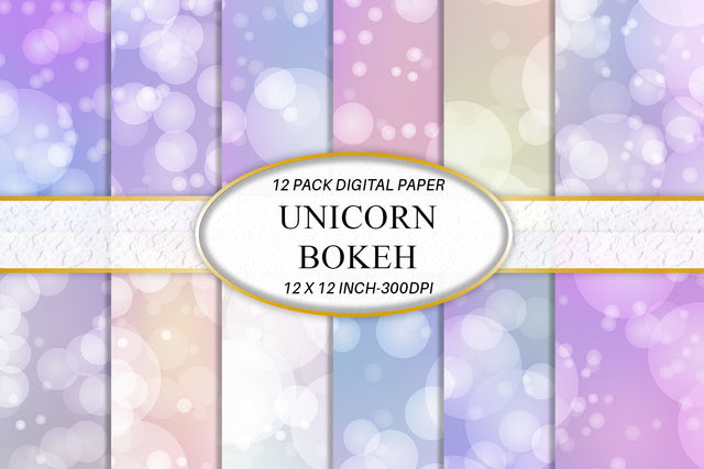 Digital paper bokeh unicorn color background Digital Pattern artnoy 