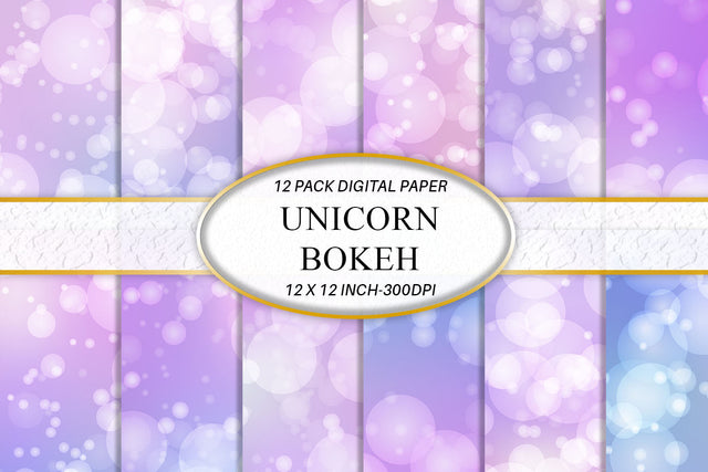 Digital paper bokeh unicorn color background Digital Pattern artnoy 