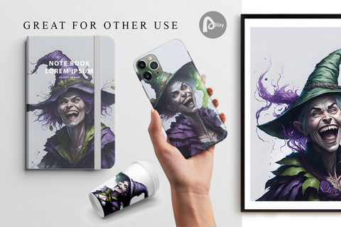 Digital Paper Cackling Witch Digital Pattern artnoy 