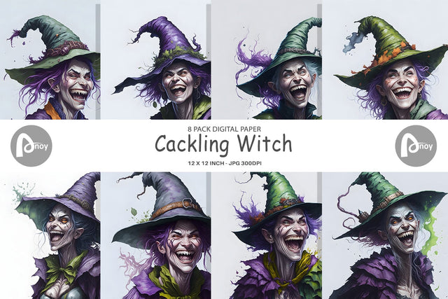 Digital Paper Cackling Witch Digital Pattern artnoy 